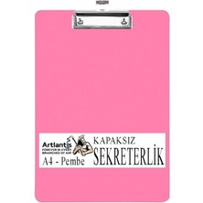 Royal Rain Store Kapaksız A4 1 Adet Renkli A4 Kapaksız Sekreterlik Klipsli Metal Mekanizmalı 80 Yaprak Kapasiteli Pembe