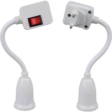 Royal Rain Store 1 Adet Oynar Başlıklı Akrobatik Fişli Açma Kapama Anahtarlı Prize Takılan E27 Ampul Duy, Gece Lambası, 180 Derece Bükülebilir