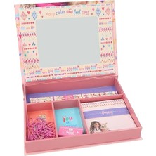 Royal Rain Store 12705 Topmodel Cosy Kırtasiye Kutusu, Kalem, Silgi, Trombon, Not Defteri ve Ayna, Dim. Yaklaşık 20 x 15,5 x 3,2 Cm, Çok Renkli