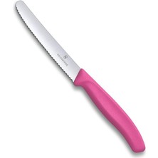 Royal Rain Store Vt 6.7836.L115 Swiss Classic Pembe Tırtıklı Domates Sosis Bıçağı 11 Cm, Pembe