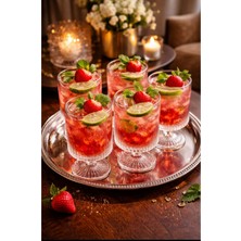 6'lı Çizgili Ayaklı Su ve Kokteyl Bardakları 210 Cc, Şık Sunum Seti