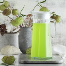 Şeffaf Cam Sürahi 1,4 L, Kulplu ve Beyaz Plastik Kapaklı