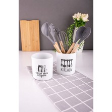 Beyaz Porselen Loza Kaşıklık, Mutfak Üstü Organizer, Şık ve Pratik Tasarım