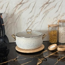 20 cm Granit Güveç Tencere, Gold Kulp, Derin ve Şık Tasarım