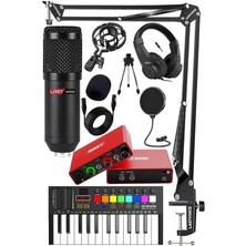 Royal Rain Store Midi Paket-1 Stüdyo Ekipmanları Seti Ses Kartı Midi Klavye Mikrofon Kulaklık