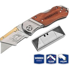 Royal Rain Store WP211014 Ağır Hizmet Paslanmaz Çelik/ahşap Gövde Katlanır Rötuş Maket Bıçağı + 10 Adet Yedek Bıçak