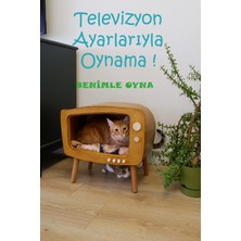 Kedi Evi Ahşap Retro Tv Dekoratif Kedi Evi Iç Mekan Kediler Için