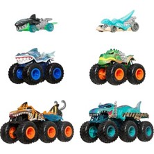 MarkEntegra 1:64 Ölçekli Monster Trucks ve Hot Wheels Araç Seti - Köpek Balığı ve Dinozor Temalı