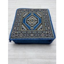 Bakırözü Home Mavi Yahyalı Modeli Çökmeyen Süngerli Şark Köşesi Orta Sehpa (60 x 60 x 20 Cm)