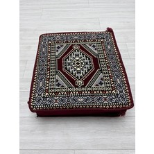 Bakırözü Home Bordo Yahyalı Modeli Çökmeyen Süngerli Şark Köşesi Orta Sehpa (60 x 60 x 20 Cm)