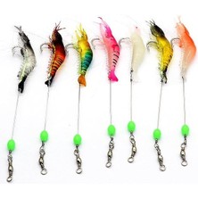 Royal Rain Store 7 Adet Kancalı Fosforlu Sahte Karides Balık Yemi Silikon 8cm 5gr Yapay Olta Yem Seti