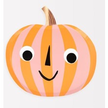 MarkEntegra Pembe & Turuncu Çizgili Balkabağı Tabak Seti - 8'li