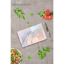 Şık ve Dayanıklı 20X30CM Mermer Görünümlü Cam Kesme Tahtası