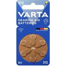 Indispensablely 312 Numara Kulaklık Işitme Cihazı Pili (6'lı Paket)