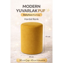 Armegeda Babyface Kumaş Yuvarlak Puf 30X30X45 cm – Hardal Sarısı