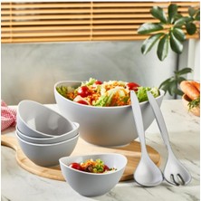 7 Parça Gri Sunum ve Salata Hazırlık Seti, Şık ve Kullanışlı