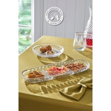 El Yapımı Cam Kayık Tabak, Şık ve Zarif Tasarım, 3 Bölmeli