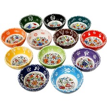 6'lı Seramik Çerezlik ve Sunum Kasesi, 8 Cm, Çini Motifli