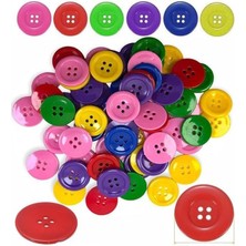 Royal Rain Store cm 50 Li 1 Paket 18 mm Plastik Renkli Düğme Dikiş Parlak Yuvarlak 4 Delikli Düğme Etkinlik Okul