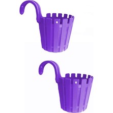 Royal Rain Store Mor Akasya Askılı Duvar Balkon Saksı 2 Adet, Askılı 2'li Mor Balkon Saksısı
