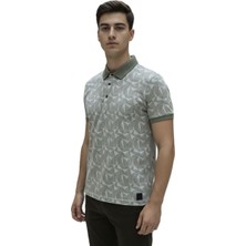 Lacaton Erkek Normal Beden 26-0300 Kendinden Desenli Polo Yakalı T-Shirt