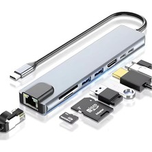 Royal Rain Store Pro Air Uyumlutype-C Port Çoklayıcı Hub Dönüştürücü Çevirici Ekstra Usb, Type-C, Hdmı, Micro Sd, 8in1