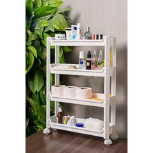 Çok Katlı Beyaz Tekerlekli Düzenleyici Raf, Pratik ve Şık Depolama Çözümü