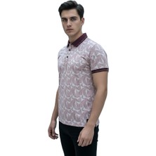 Lacaton Erkek Normal Beden 26-0300 Kendinden Desenli Polo Yakalı T-Shirt