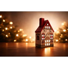 %100 El Yapımı Seramik Kır Evi Tarzı Mumluk - Sıcak ve Rahat Bir Ev Dekorasyonu Hediyesi 20X5 cm