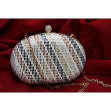 %100 El Yapımı Türk Tel Işlemeli Çanta – Metalik Işlemeli Kadife Çanta 20X14 cm