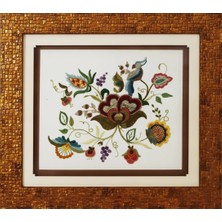 Muguetarts Çerçeveli %100 El Yapımı Bordo Çiçek Desenli Nakış El Sanatı Tablo (60X53CM)