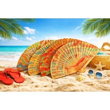 %100 El Sanatı Ebru Sanatı Geleneksel Katlanır Yelpaze - Anneler Günü Hediyesi 20CM (Adet)