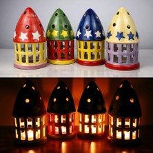 %100 El Yapımı Seramik Kule Şeklinde Mumluk Seti – Peri Bahçesi Dekorasyonu – 12 x 20 cm (Adet)