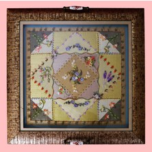 %100 El Yapımı Lüks Brezilya Nakış Tepsisi - El Yapımı 3 Boyutlu Çiçekli Tekstil Sanatı (60X60 Cm)