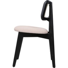 Zeus Beyaz Teddy Hazeranlı Siyah Ahşap Bohem Sandalye