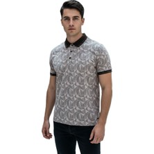 Lacaton Erkek Normal Beden 26-0300 Kendinden Desenli Polo Yakalı T-Shirt