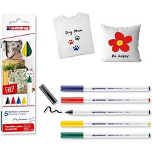 Royal Rain Store 4600 Tekstil Kalemi - Siyah, Kırmızı, Mavi, Yeşil, Sarı - 5'li Set - Yuvarlak Uç 1 mm - Tekstil Üzerine Çizim Yapmak Için Kalıcı Kumaş Kalemler, 60°c'ye Kadar Yıkamaya Dayanıklı