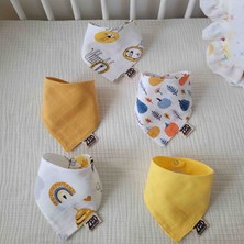 Müslin Yaka Mendili Erkek Bebek 5li Takım Çıtçıtlı