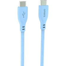 Royal Rain Store Type-C To Type-C Silikon Pd Hızlı Şarj Kablosu Mavi