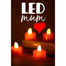 Royal Rain Store 4 Adet Mini LED Mum Seti Pilli Dumansız Alevli Ledli Dekoratif Yapay Mum Dekor Işığı (4 Adet (Kalp Kırmızı 4 Cm))