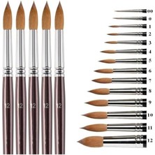 Royal Rain Store Fırçası 12 Numara 5 Li 1 Paket Samur Yuvarlak Uçlu Fırça Seti Guaj Sulu Akrilik Yağlı Boya Fırçaları