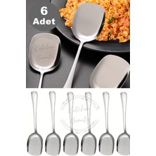 6 Adet Paslanmaz Çelik Lüx Servis Salata Kaşığı Spatula Seti