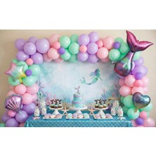 44 adet Deniz Kızı Kuyruğu Folyo Balon Seti Doğum Günü Parti Seti Deniz Kızı Konsept Balon Zinciri