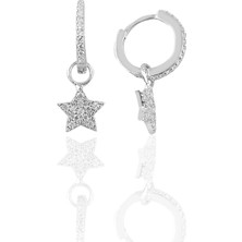 Söğütlü Silver Söğütlü Si̇lver 925 Ayar Gümüş Yıldız Modeli Taşlı Halka Küpe Parlak Renkli Tasarım