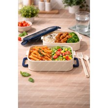 2 Katlı Taşınabilir Yemek Kabı Lunch Box Diyet Beslenme Kutusu Saklama Kabı Çatal Kaşıklı Sefer Tası