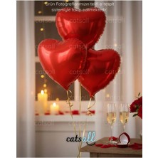 Party World 3 Adet Kırmızı Kalp Folyo Balon 18 Inç 45 cm