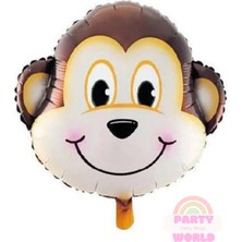 Party World Maymun Kafa Folyo Balon – 34 Inç – Büyük Boy – 1 Adet