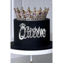 Party World Birthday Queen Gümüş Renkli Pleksi Pasta Orta Yazı