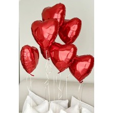 Party World 7'li Kırmızı Folyo Kalp Balon Seti – Romantik Parti Dekorasyonu