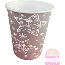 Party World Gri Yıldız 8'li Karton Bardak 8 Oz (240 Ml) Varyantlı Renk Seçenekleriyle!